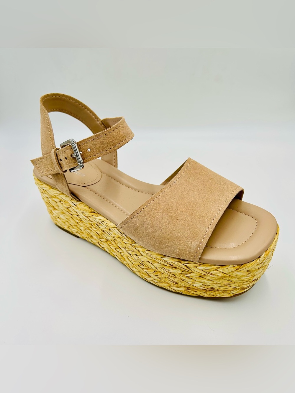 Marc Fisher Jellard Suede Platform Wedge Sandals Tan woven Women’s Size 10